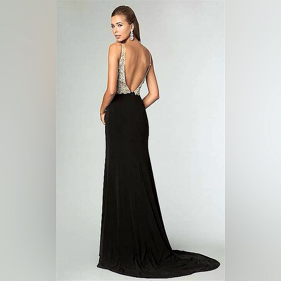 JVN by Jovani, Size 2, Black, Beaded Bodice Full Length Formal/Prom Dress - Picture 2 of 8